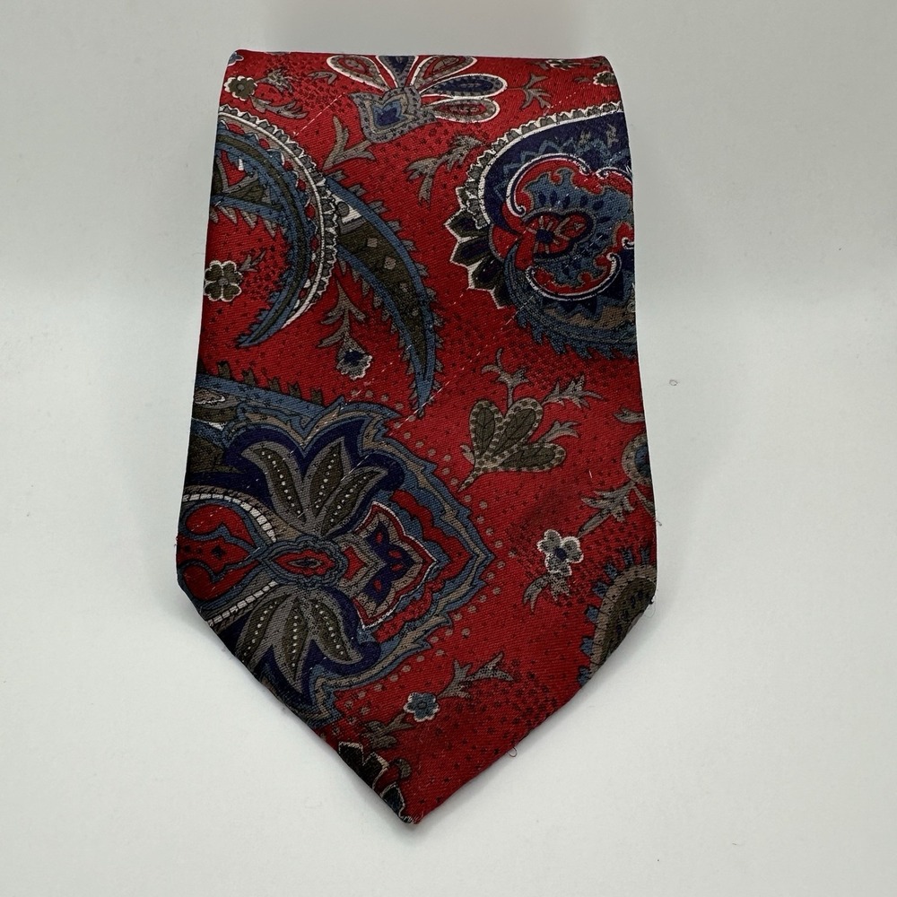 Vintage Arturo Philippe Red Blue Paisley Necktie USA Made Classic Tie